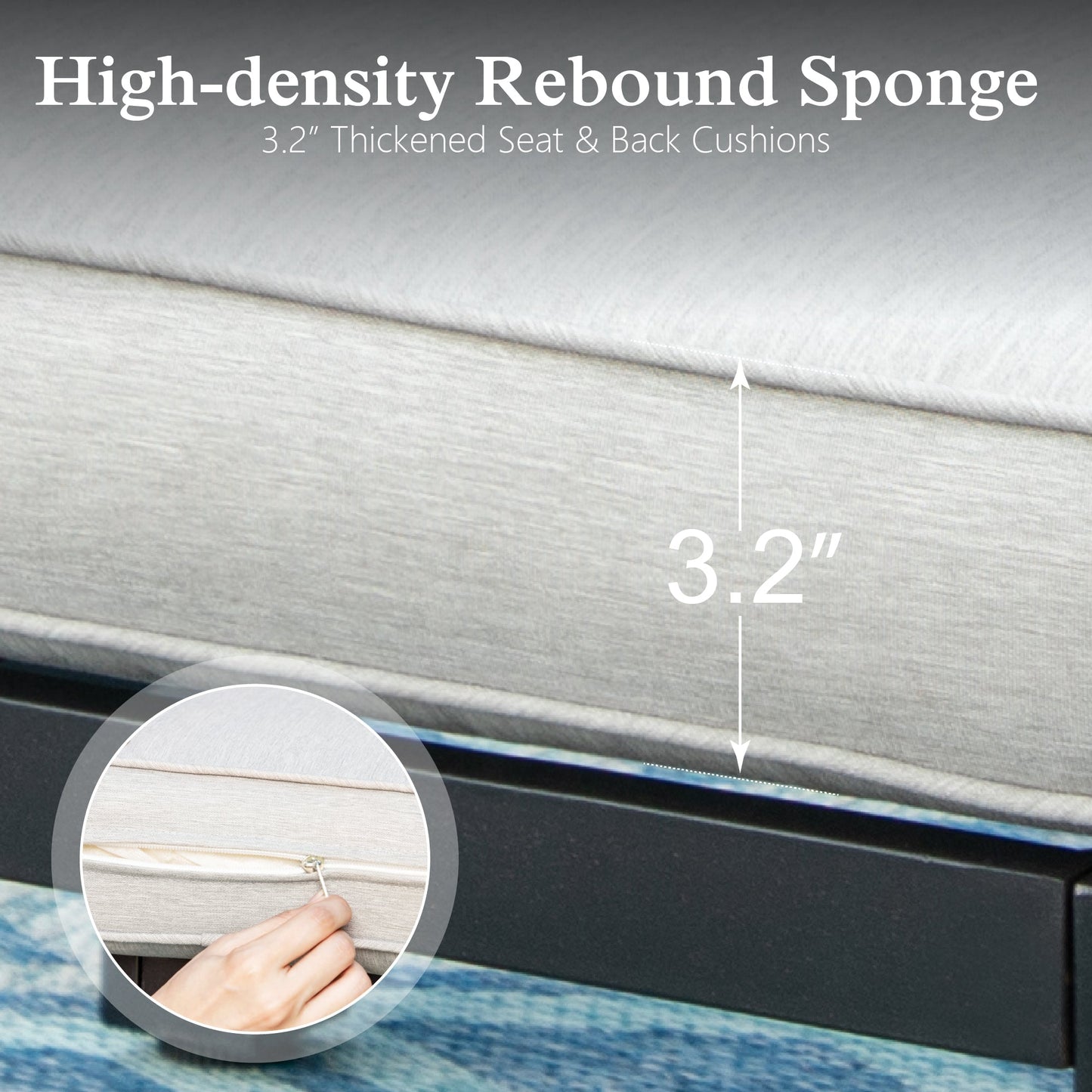 Sophia & William 8 Pieces Patio Furniture Set Sectional Metal Outdoor Conversation Set, Light Grey Cushion