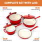 Sophia & William 7 Pieces Enameled Cast Iron Nonstick Cookware Set, Red