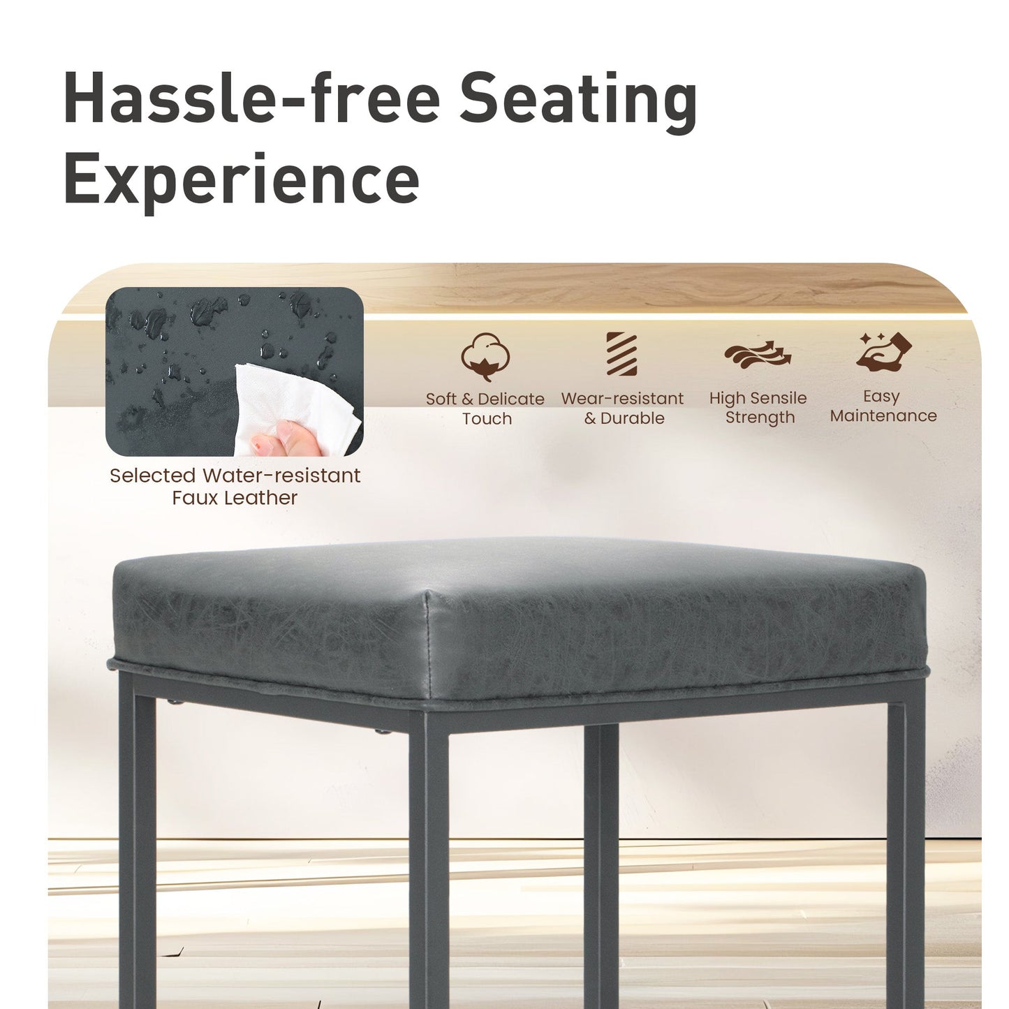 Sophia & William 24" Bar Stool Counter Height Bar Stools with Footrest, 4 Pack, Gray