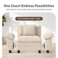 Sophia&William Convertible Sectional Sofa Couch, Modern Corduroy Couch 4-Seat Sofa Sectional for Living Room,Beige
