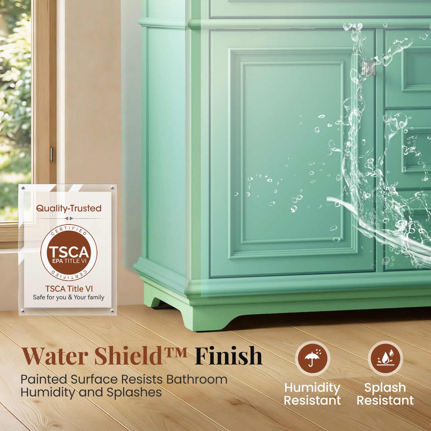 Sophia & William 30inch Bathroom Vanity with 5inch Deep Sink Freestanding Wood Bathroom Cabinet Vanity with 1 Door & 2 Drawers, Sage Green