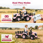 Alpha Joy 24V Powered Ride on Tractor with Detachable Trailer Electric Toy Car with Remote Control, Tippable Trailer, USB, Headlight, Bluetooth, 3 Speed Adjustable for Kids 3+, Pink