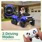 Alpha Joy Kids Ride on Truck 6-Wheel Electric Jeep Car with Remote Control Battery Powered Toy Car w/2WD/4WD Switch, LED Lights, Bluetooth Music, Blue