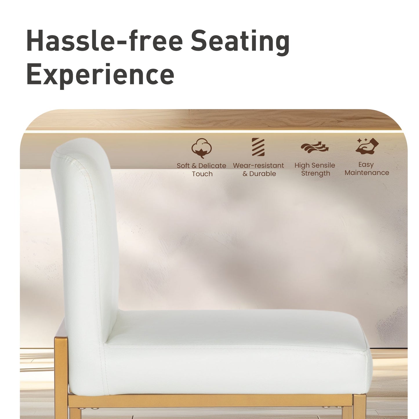 Sophia & William 24" Counter Height Bar Stools with High Backrest 2 Pack Comfortable Modern Counter Stools for Kitchen & Home, White