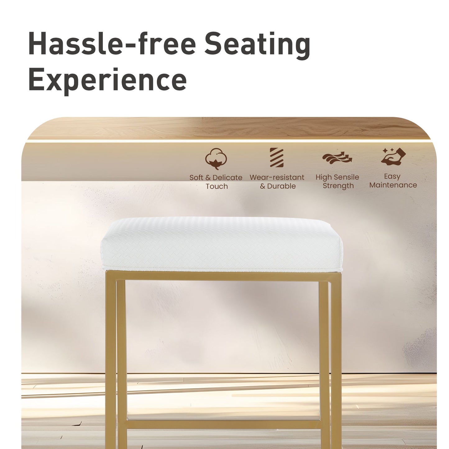 Sophia & William 24" Bar Stool Counter Height Bar Stools with Footrest, 3 Pack, White