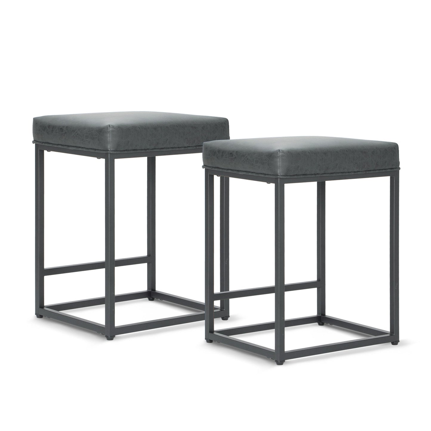 Sophia & William 24" Bar Stool Counter Height Bar Stools with Footrest, Set of 2, Gray