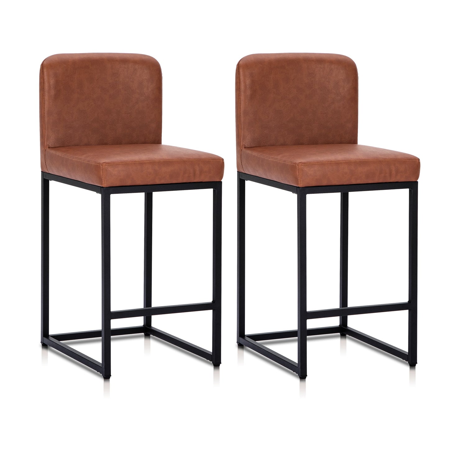 Sophia & William Counter Height Bar Stools with High Backrest Set of 2 Comfortable Modern Counter Stools for Kitchen & Home, Brown
