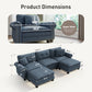 Sophia&William Modular Sectional Sofa Set, U-shaped Linen Cloud Couch 5-Seat Nailhead Trim Cloud Sofa Set with 3 Pillows for Living Room, Cyan