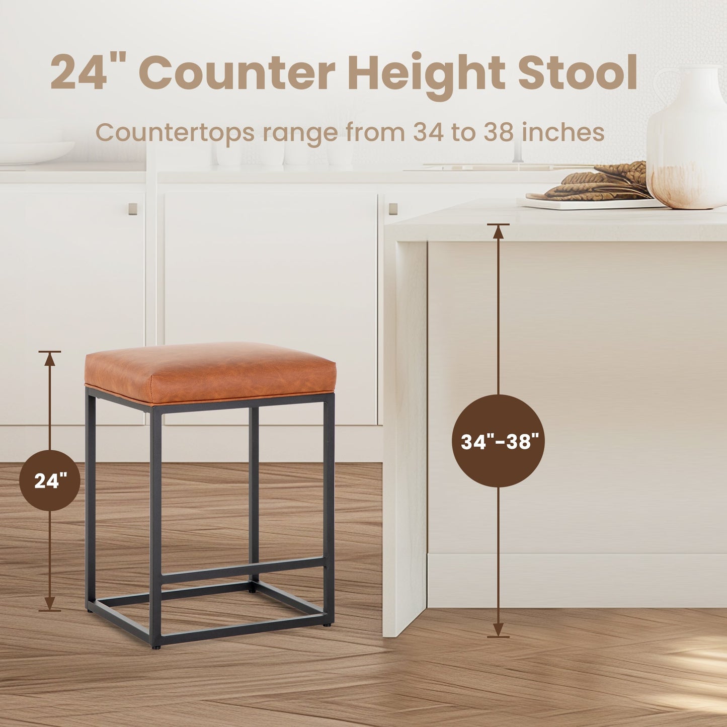 Sophia & William 24" Bar Stool Counter Height Bar Stools with Footrest, 3 Pack, Brown