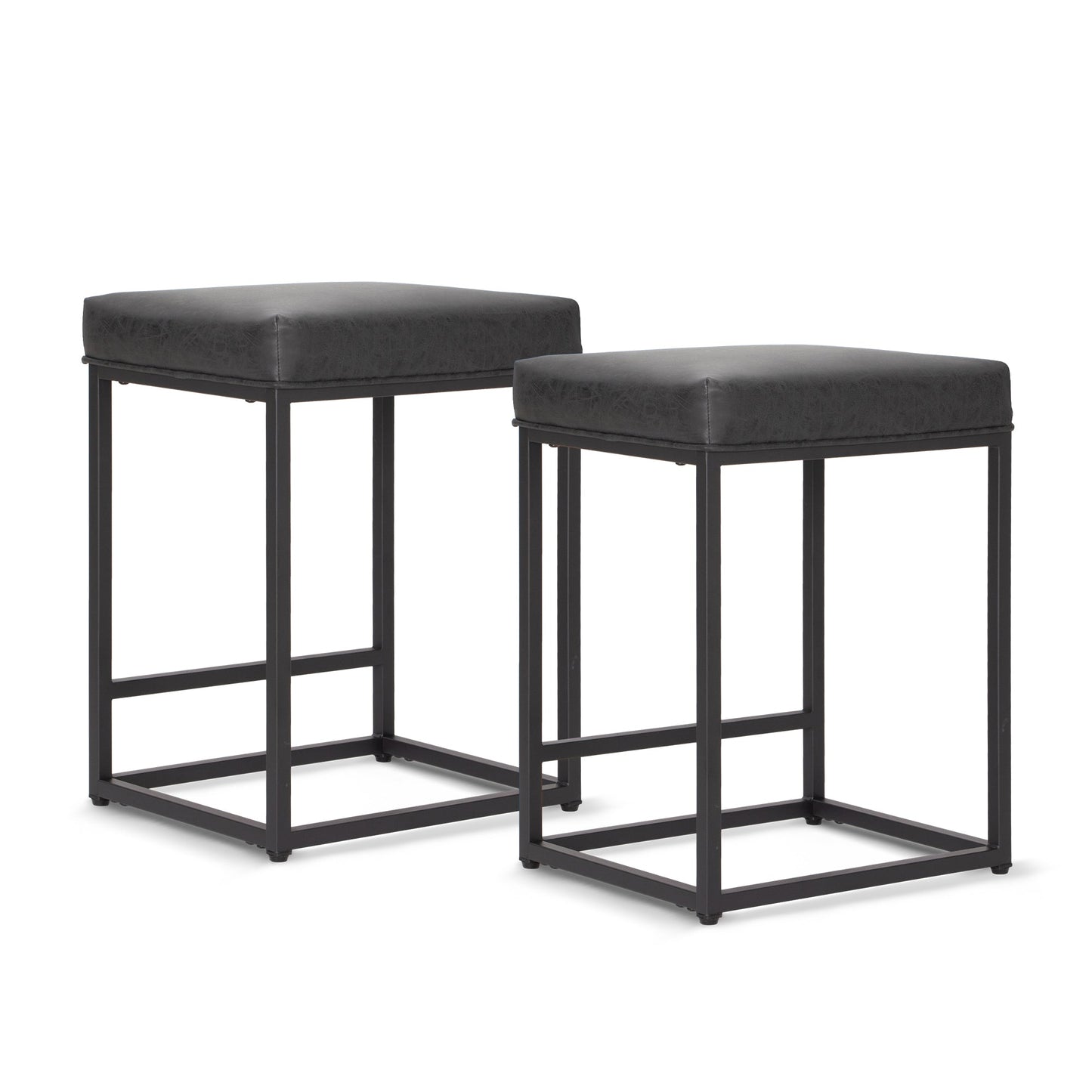 Sophia & William 24" Bar Stool Counter Height Bar Stools with Footrest, Set of 2, Black