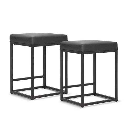 Sophia & William 24" Bar Stool Counter Height Bar Stools with Footrest, Set of 2, Black