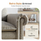Sophia&William 3-Seat Sectional Sofa Set, Mid-Century Linen Cloud Couch Modular Sofa with Nailhead Trim, 3 Pillows for Living Room Furniture Sets, Light Gray