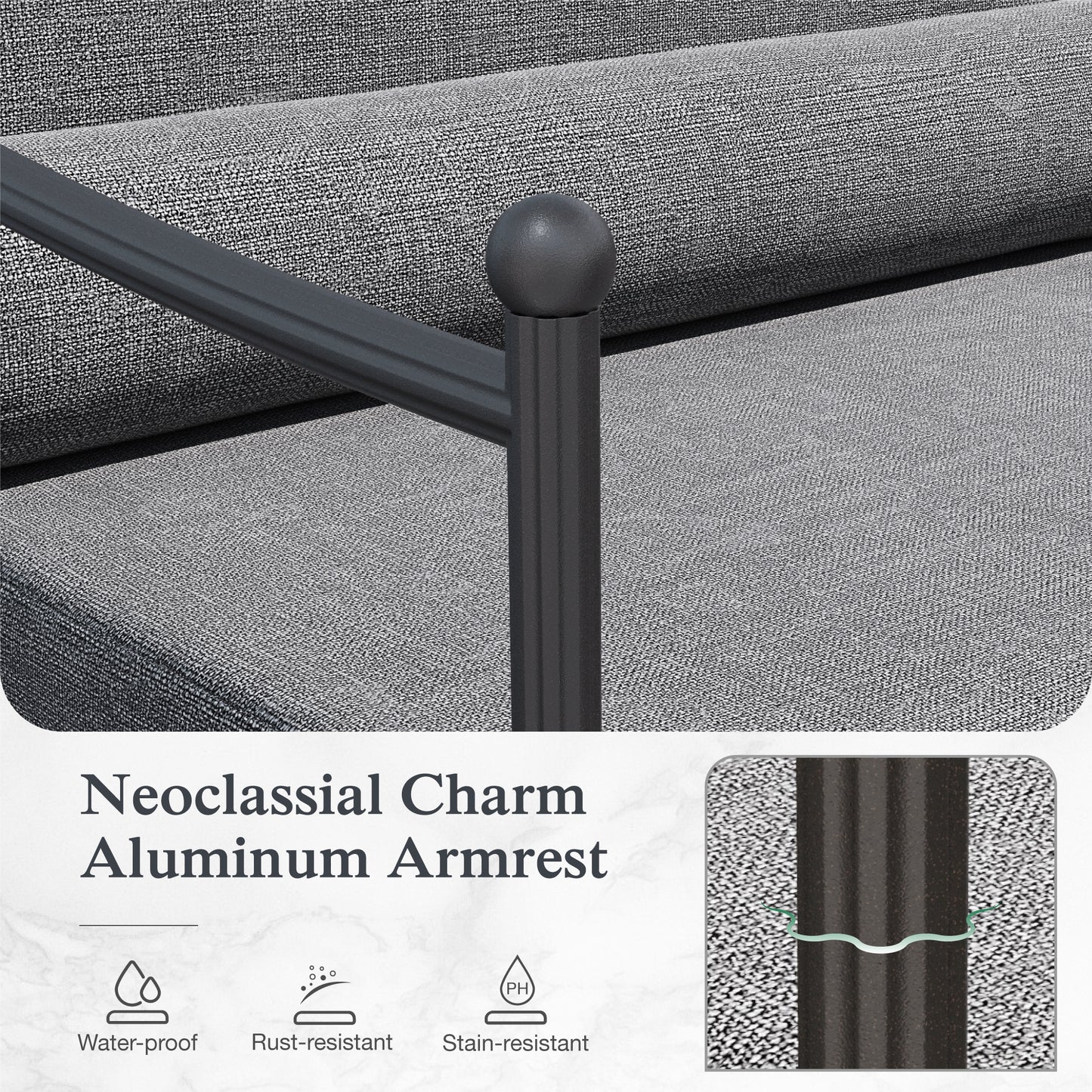 Sophia&William 5 Pieces Outdoor Patio Furniture Set Modern Metal Conversation Set with 28.3" Wider Chairs & Modular Coffee Table & 7.1" Gray Cushions