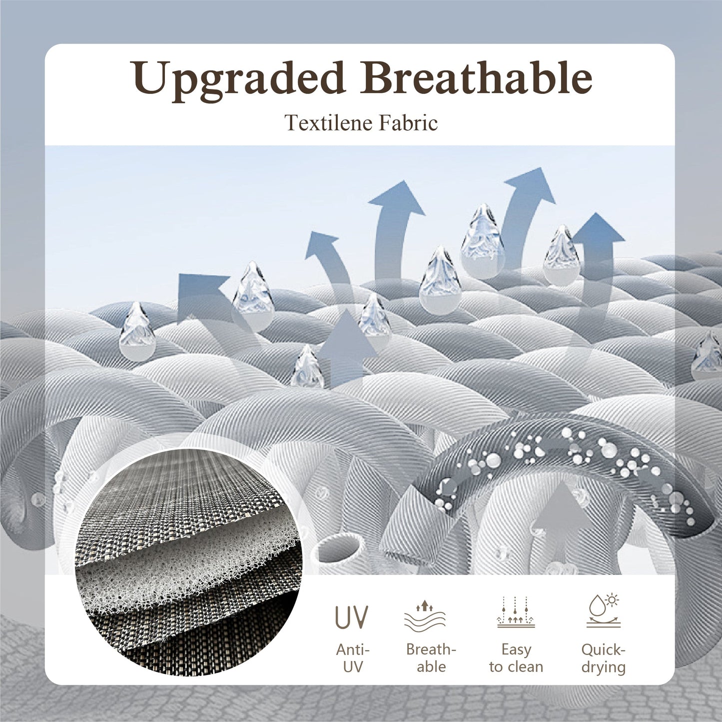 Sophia & William 8-Piece Outdoor Patio Dining Set with 13ft Gray Umbrella, Rectangle Table & Padded Textilene Chairs Furniture Set for 6