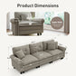 Sophia&William 3-Seat Sectional Sofa Set, Mid-Century Linen Cloud Couch Modular Sofa with Nailhead Trim, 3 Pillows for Living Room Furniture Sets, Light Gray