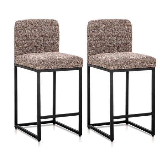 Sophia & William Counter Height Bar Stools with High Backrest 2 Pack Soft & Durable Chenille Fabric Bar Stools for Kitchen Island, Brown