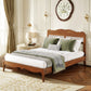 Sophia & William Queen Size Wood Platform Bed Frame with Wooven Rattan Headboard & Wooden Slats,No Box Spring Needed