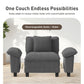 Sophia&William 3-Seat Modular Sectional Sofa Sets, Modern Corduroy Couch Cloud Sofa with Throw Pillows for Living Room,Gray