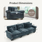 Sophia&William 3-Seat Sectional Sofa Set, Mid-Century Chenille Cloud Couch Modular Sofa with Nailhead Trim, 3 Pillows for Living Room Furniture Sets, Cyan