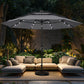 Alpha Joy 10ft 3 Tier Auto-tilt Outdoor Patio Umbrella Beach Garden Double Vented Table Umbrella with Solar Lights, Smoky Gray