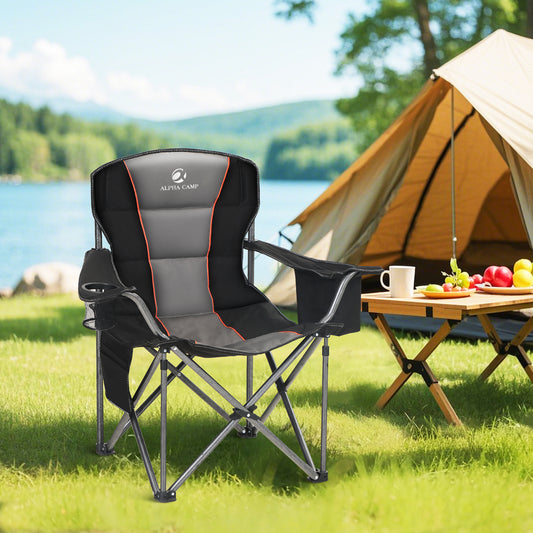Sophia&William Outdoor Oversized Folding Camping Chair Supports 450Lbs, Black