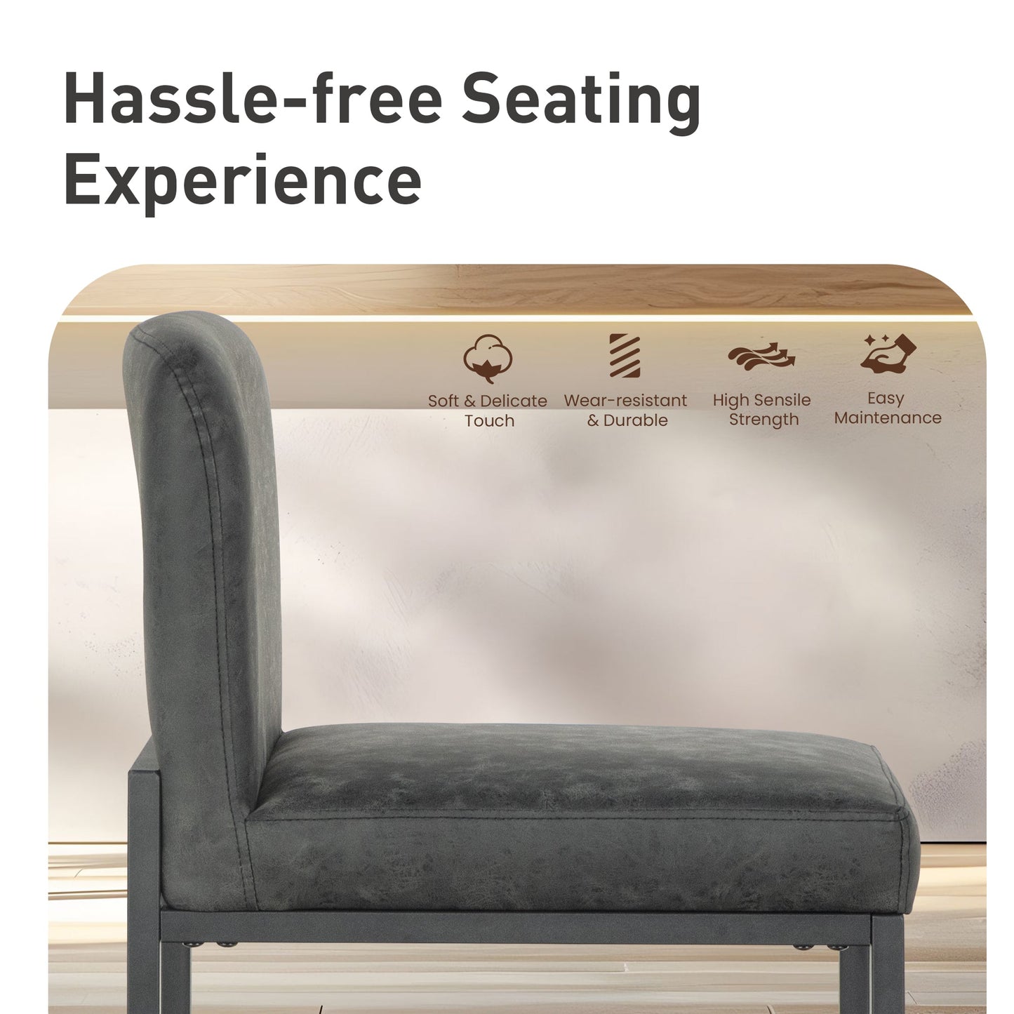 Sophia & William Counter Height Bar Stools with High Backrest Set of 4 Comfortable Modern Counter Stools for Kitchen & Home, Black