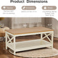 PHI VILLA Farmhouse Coffee Table for Living Room, White Coffee Tables with Storage Rustic Style Modern
