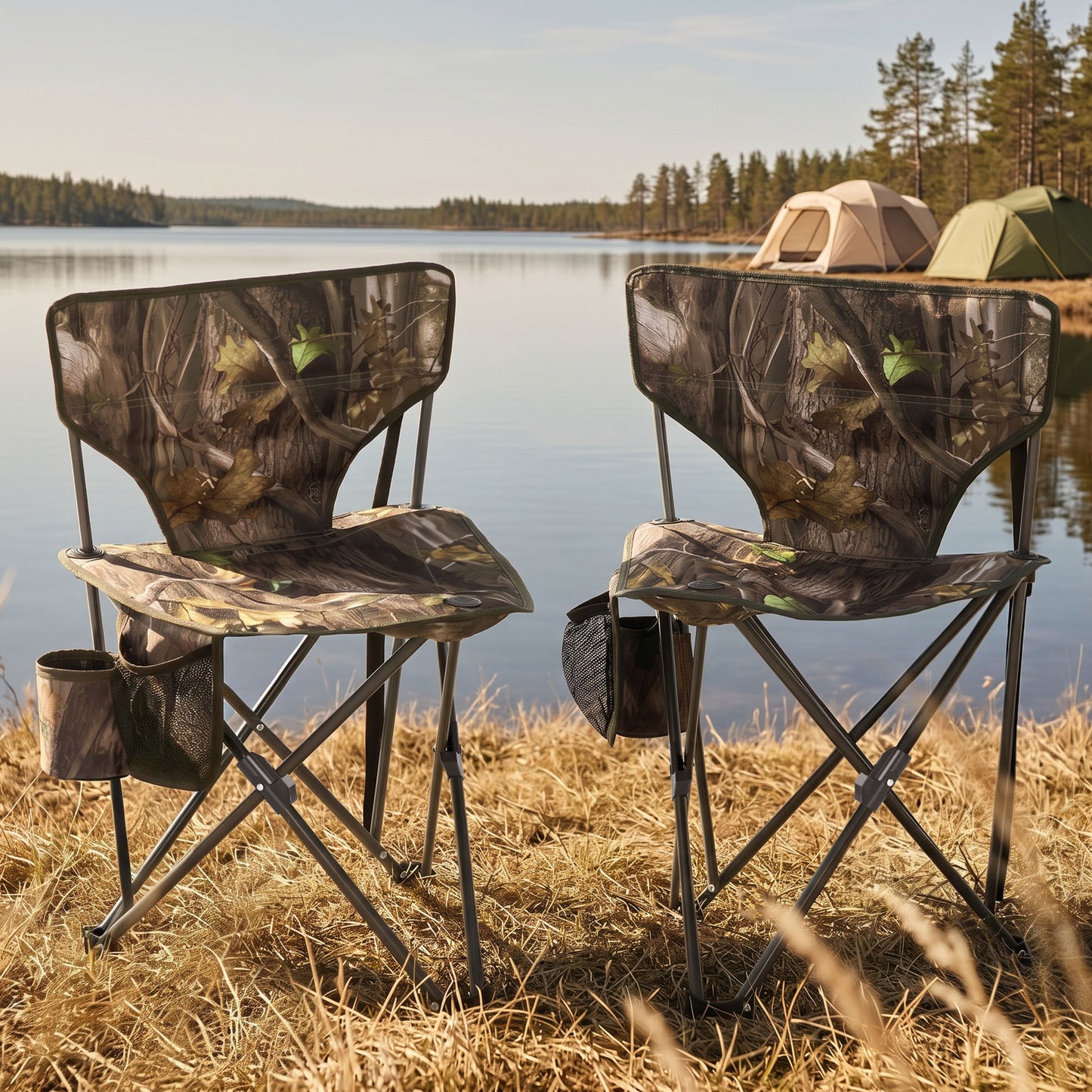 Sophia & William 2 Pack Hunting Chair 600D Waterproof Folding Hunting Blind Supports 230Lbs with Lumbar Support,Camo
