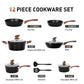 Sophia & William 12 Pieces Induction Nonstick Cookware Sets, Black