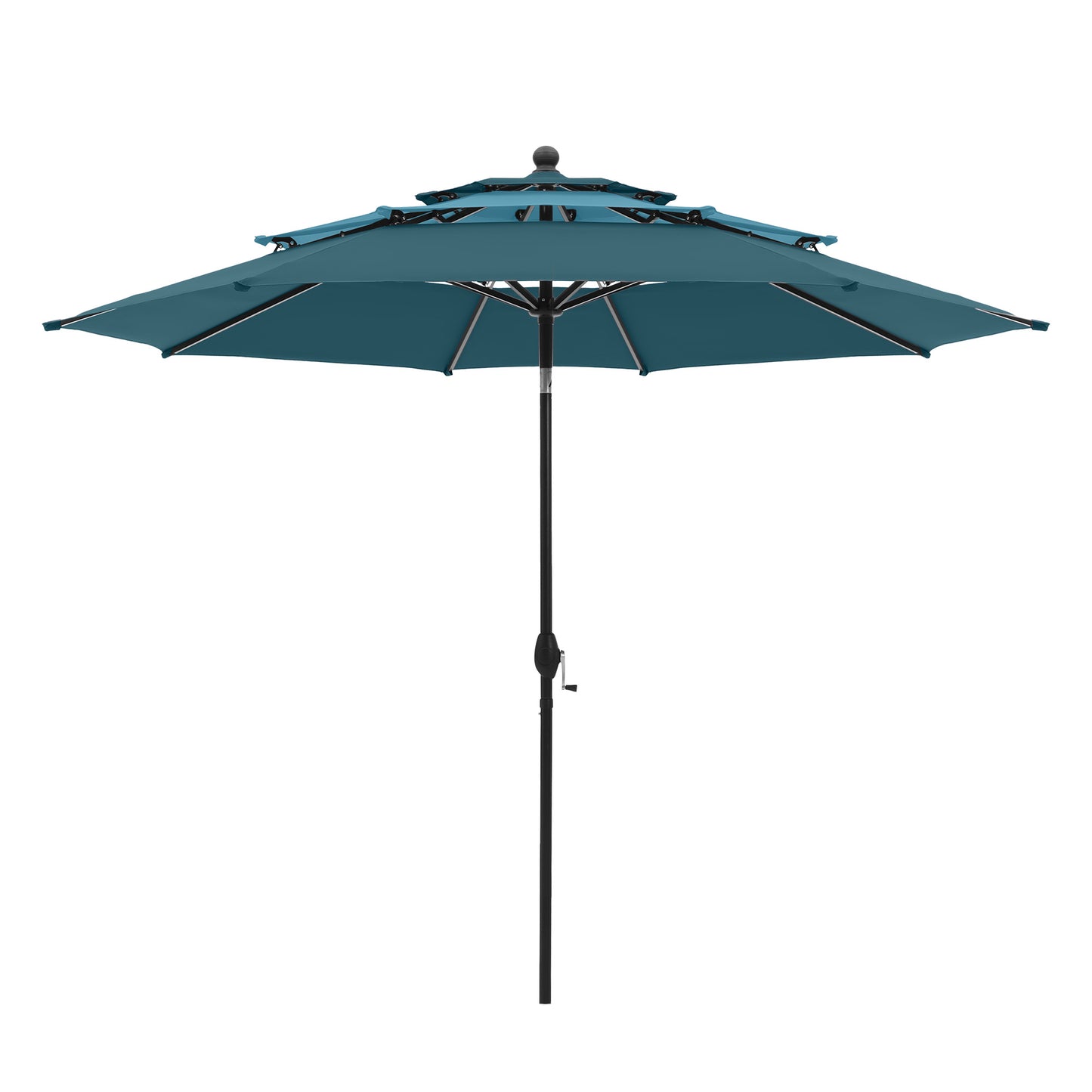 Alpha Joy 10ft 3 Tier Auto-Tilt Outdoor Patio Umbrella Beach Garden Double Vented Table Umbrella with Push Button and Crank, Peacock Blue & Cerulean