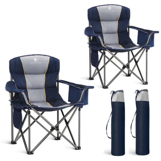 Sophia&William Outdoor Set of 2 Oversized Folding Camping Chair Supports 450Lbs, Blue