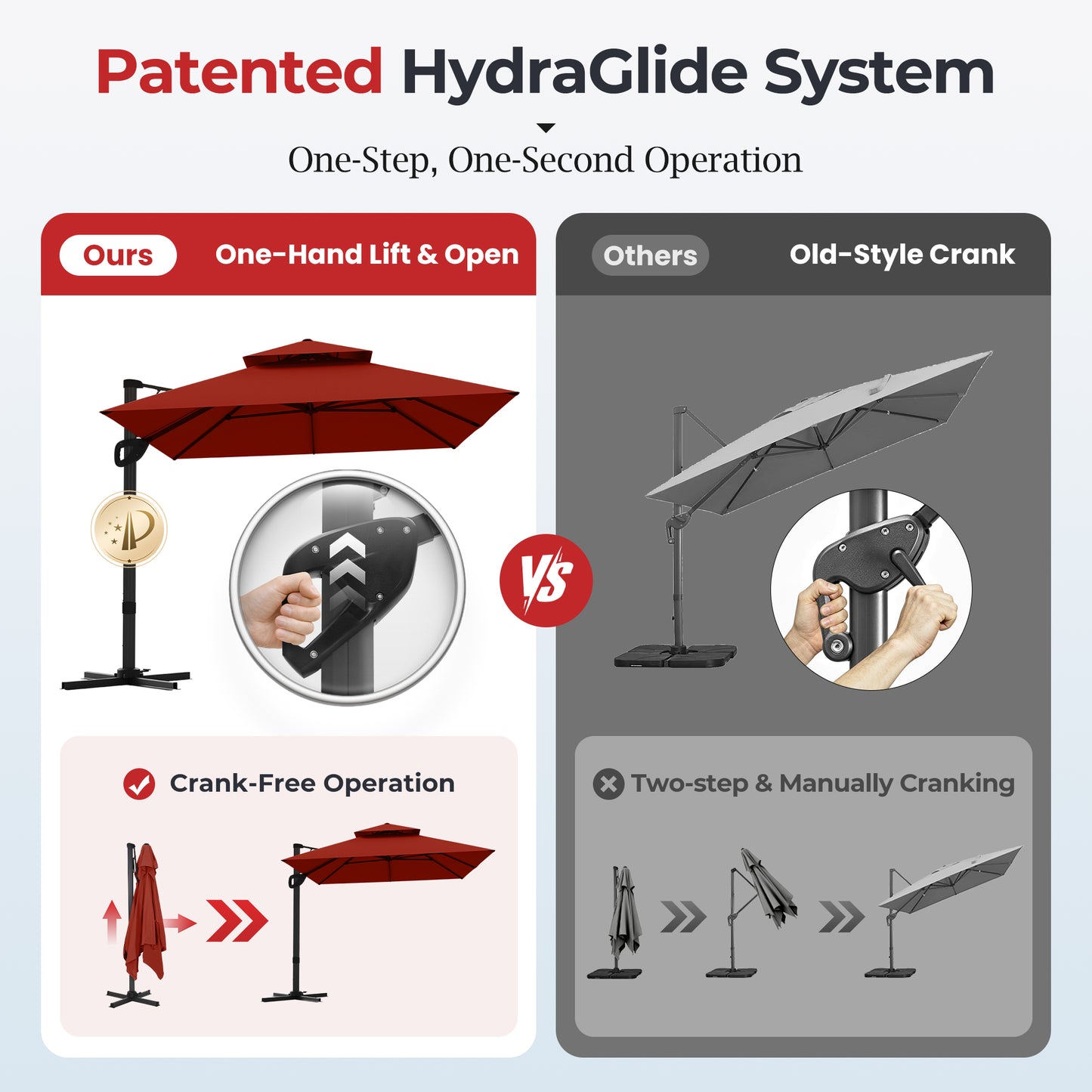 Alpha Joy 12x9ft Outdoor Patio Umbrella Large Rectangle Offset Cantilever Double Umbrella with 360¡ãRotation, Brick Red