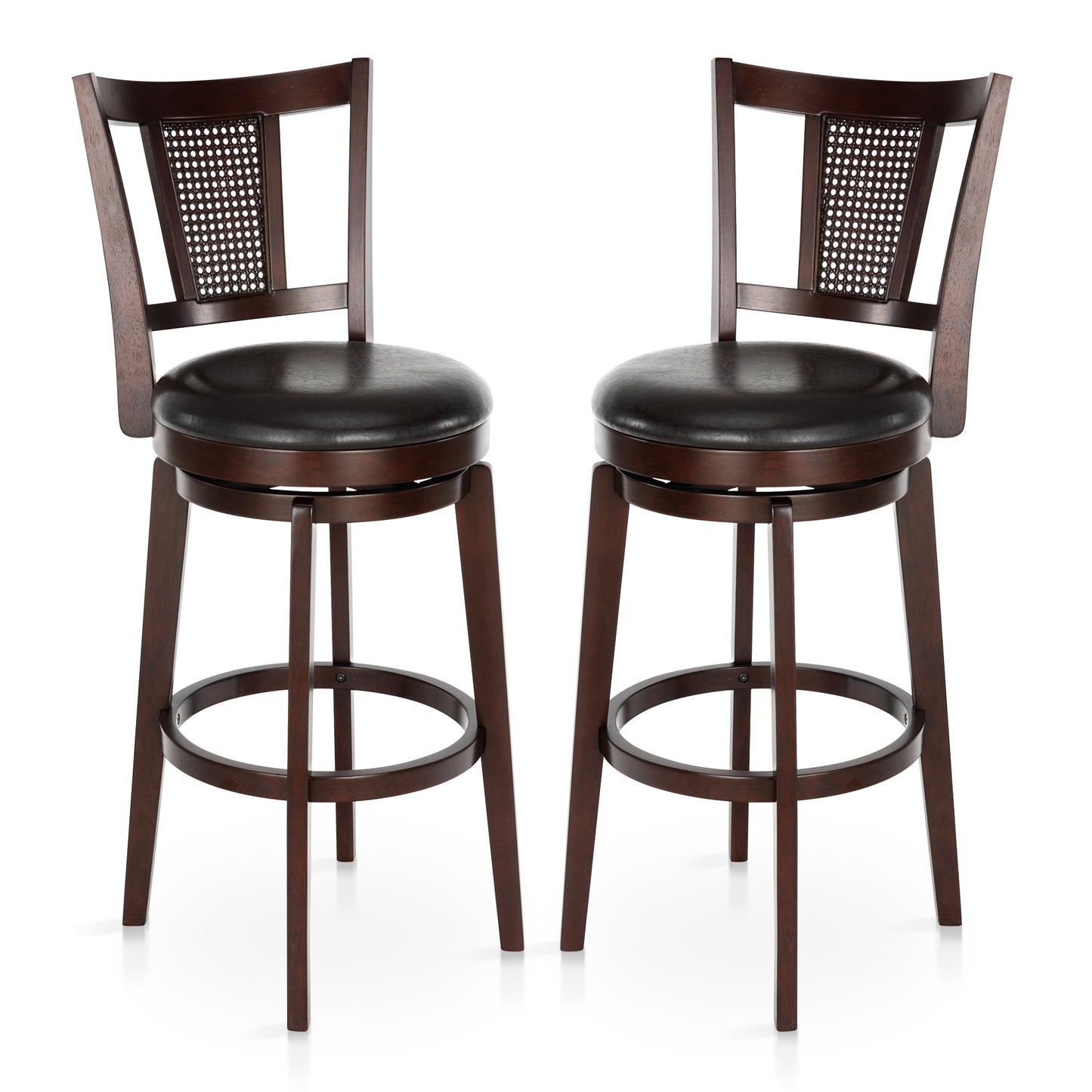 Sophia & William 30" Swivel Bar Stools, Set of 2 with Curved Backrest Durable Wood Frame Padded Counter Stools for Kitchen Island,Black