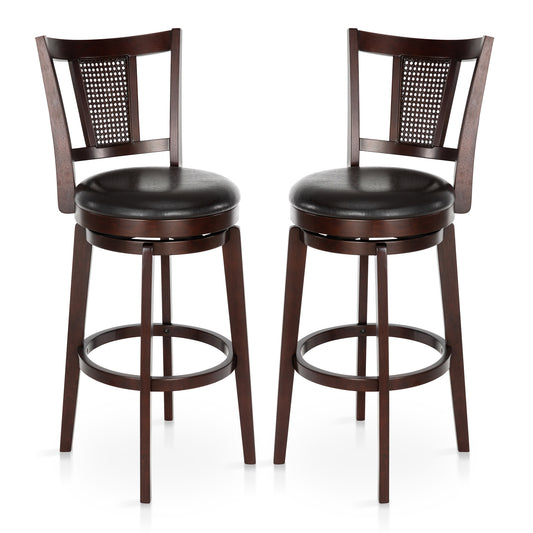 Sophia & William 30" Swivel Bar Stools, Set of 2 with Curved Backrest Durable Wood Frame Padded Counter Stools for Kitchen Island,Black