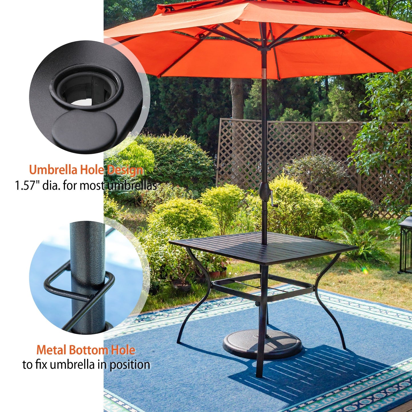 Sophia & William 5 Piece Outdoor Patio Dining Set Textilene Chairs and Table Furniture Set, Blue