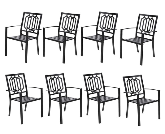 Sophia & William Outdoor Patio Metal Dining Chairs Set of 8, Black