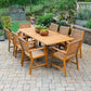 Sophia & William 9 Pieces Acacia Wood Outdoor Patio Dining Set Wicker Rattan Chairs and Rectangle Table Furniture Set for Lawn, Garden, Backyard