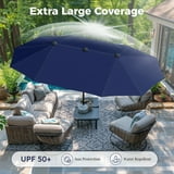 Sophia & William 8-Piece Outdoor Patio Dining Set with 13 ft Navy Umbrella, Rectangle Table & Textilene Chairs for 6