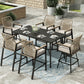 Sophia & William 7Pcs Patio Bar Set Outdoor Wicker Rattan Bar Stools & Counter Height Table Furniture Set with Swivel Chair