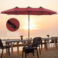 Sophia & William 15FT Outdoor Patio Umbrella Extra Large Double-Sided Garden Umbrella with Crank Handle, Red