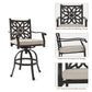 Sophia & William 3 Piece Cast Aluminum Outdoor Bar Set 2 Swivel Bar Stools with Cushion and 1 Round Patio Bar Table
