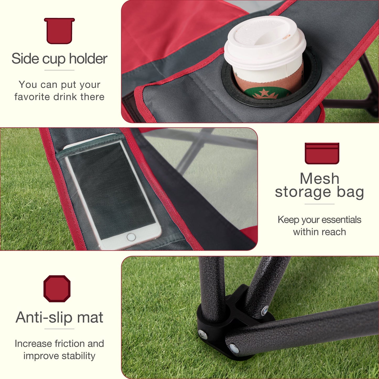 Sophia & William 2 Pack Folding Beach Chairs lightweight Outdoor Lounge Chair with 4 Adjustable Positions & Cooler Bag, Blue