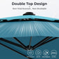 Alpha Joy 15ft Dual-Layer Outdoor Patio Umbrella Extra-Large Double-Sided Garden Umbrella with Ventilation and Base - Blue & Green