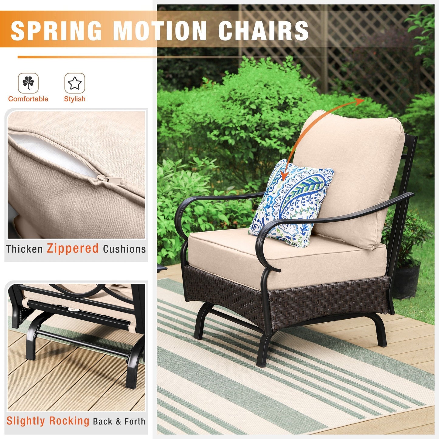 Sophia & William 6 Piece Metal Patio Conversation Sofa Set 7-Seat Outdoor Sectionals