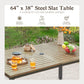 Sophia & William 7 Pieces Outdoor Patio Dining Set Wooden-like Metal Table and Acacia Wood Patio Chairs with Cushions for Lawn, Garden, Backyard