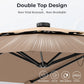 Alpha Joy 15ft Dual-Layer Extra Large Outdoor Patio Umbrella Double-Sided Ventilation Umbrella with Led Lights & Umbrella Base, Beige Patchwork