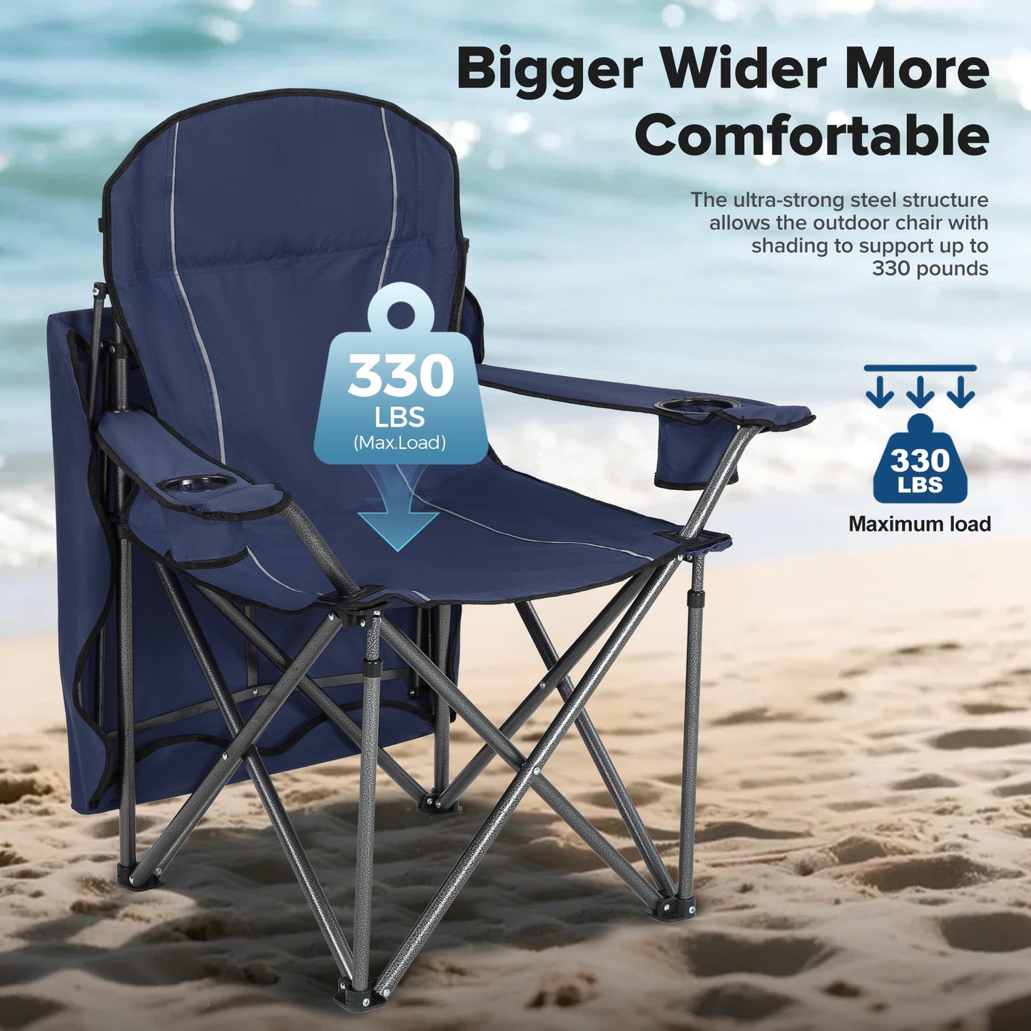 Sophia & William 2 Pack Oversized Camping Chair Portable Mesh Folding Chair with Cup Holder Supports Up to 450Lbs for Outdoor, Fishing, Beach, Backyard£¬ Red