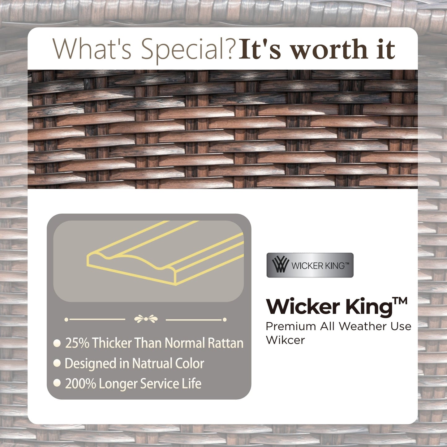 Sophia & William Outdoor Patio Wicker Swivel Chairs Set of 2 with 5.5" Thick Cushions, Light Grey