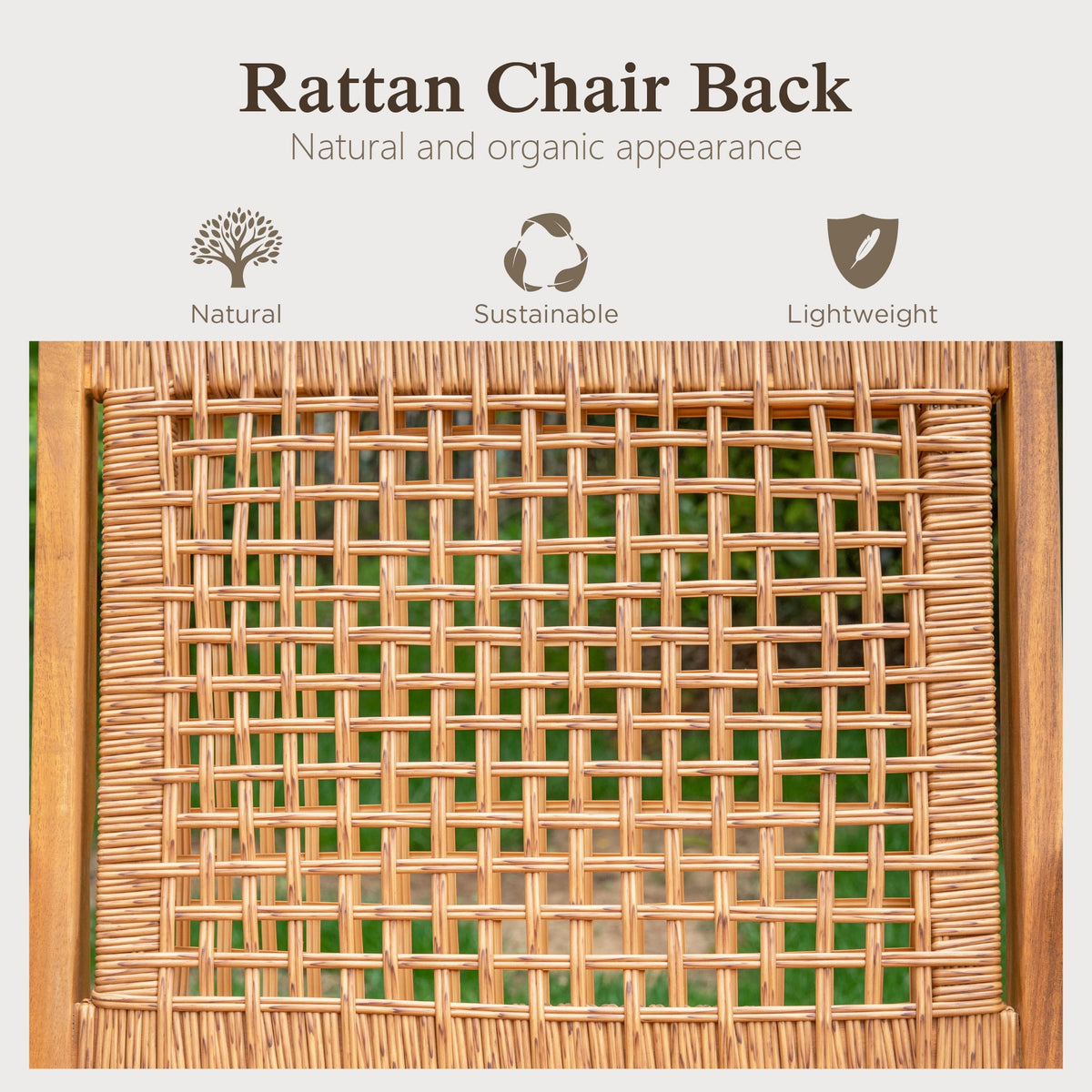 Sophia & William 7 Pieces Acacia Wood Outdoor Patio Dining Set Wicker Rattan Chairs and Rectangle Table Furniture Set for Lawn, Garden, Backyard
