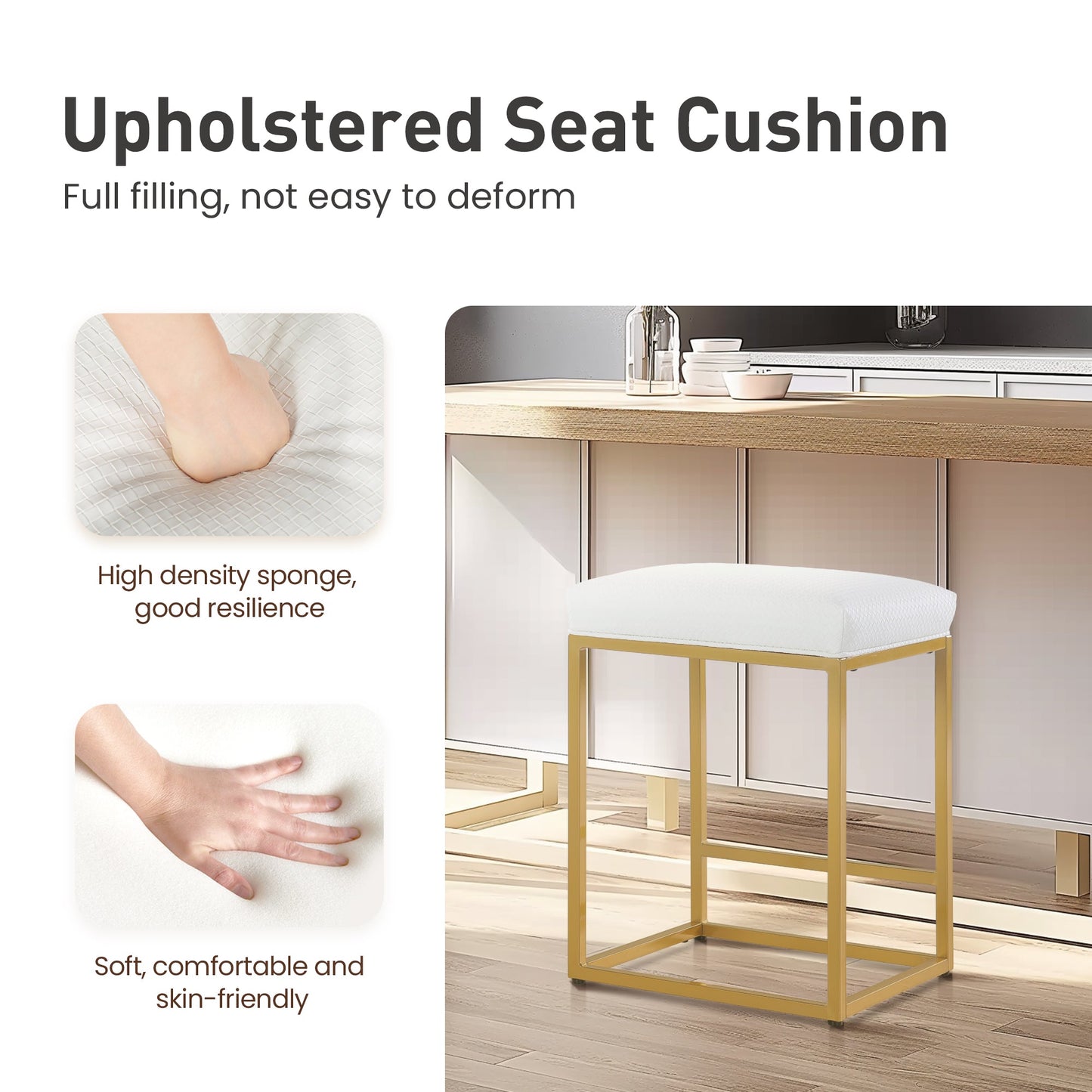 Sophia & William 24" Bar Stool Counter Height Bar Stools with Footrest, 4 Pack, White